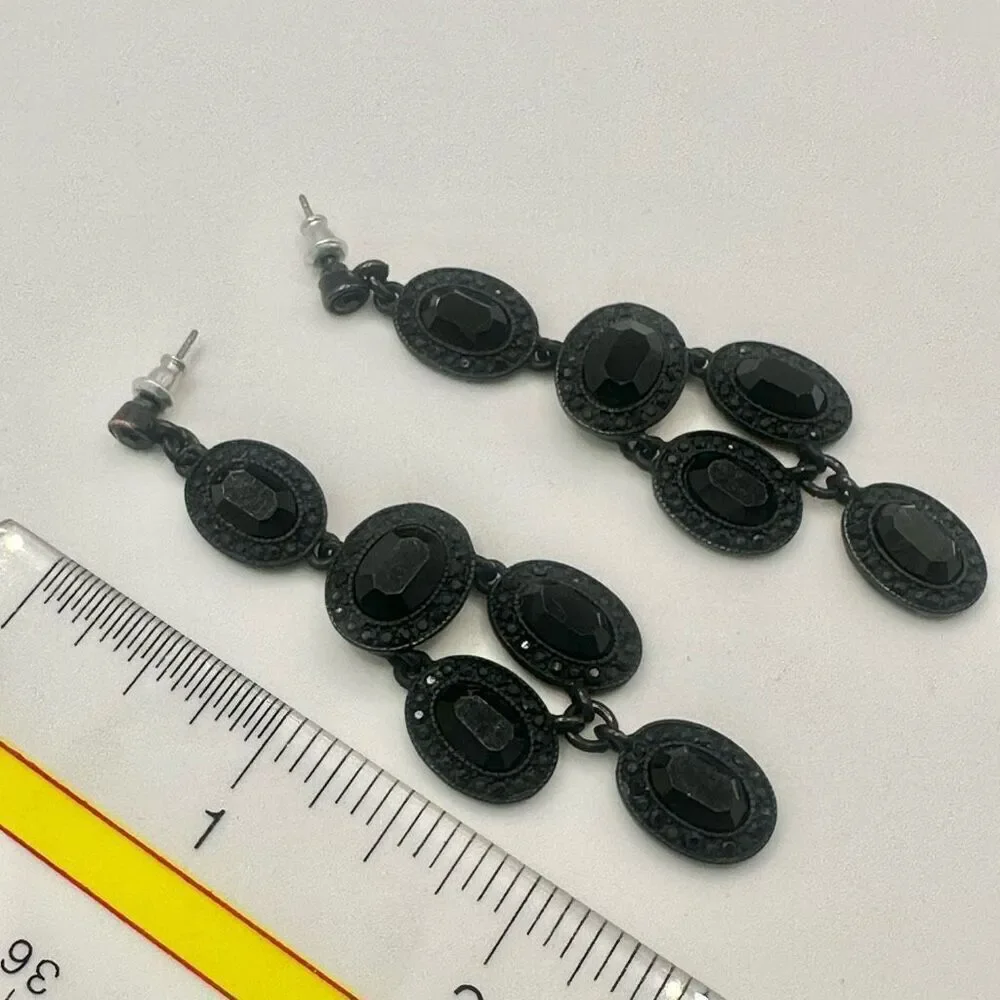 Black beaded long earrings